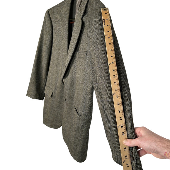 Huckberry Vintage 44L Harden Silk&Wool Houndstooth Blazer $450 Jacket Black Gray - Picture 10 of 10